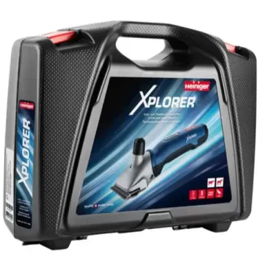 Mala preta com máquina de tosquia Heiniger XPLORER