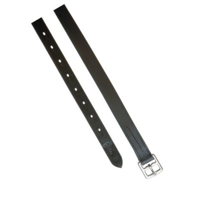 Duas tiras de couro preto com fivela prateada