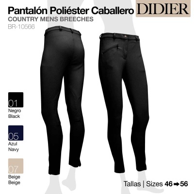 Calças de poliéster para homem em preto, azul marinho e bege, tamanhos 46 a 56, marca DIDIER.