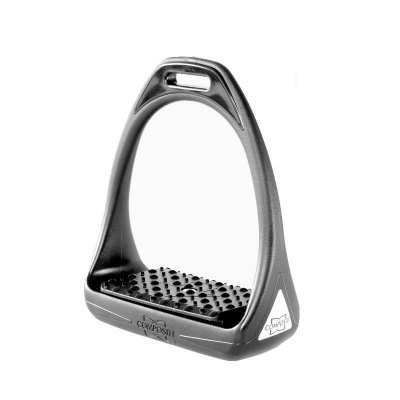 Estribo metálico cinza com base preta antiderrapante