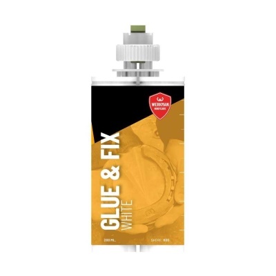 Embalagem de cola Glue & Fix White da marca Werkman Hoofcare, 200 ml