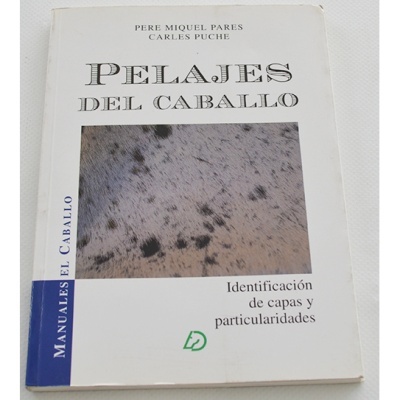 Livro 'Pelajes del Caballo' com imagem de pelagem de cavalo na capa