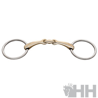 Bridão metálico bicolor para cavalo com fundo branco