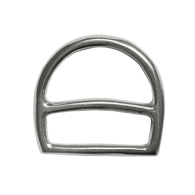 Argola metálica prateada arredondada com barra horizontal
