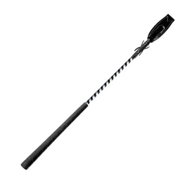 Chicote de montar preto com cabo revestido e asa preta de costura visível