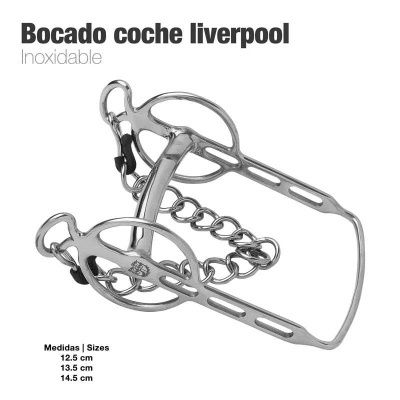 Bocado coche Liverpool inoxidável em aço com corrente e anéis redondos