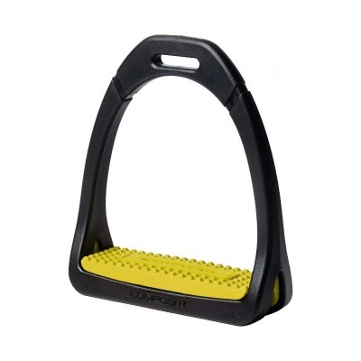 Estribo de equitação negro com base amarela antiderrapante