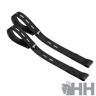 Par de correias de nylon pretas com fivelas metálicas