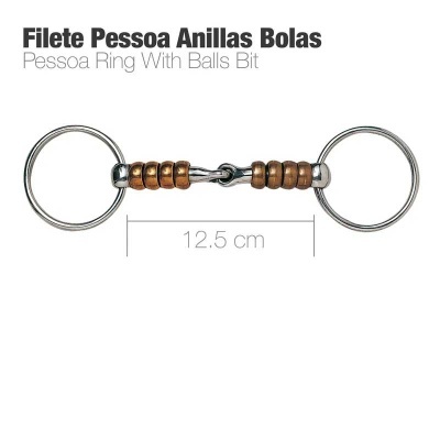 Filete Pessoa Anillas Bolas com argolas de metal e bolas cor bronze, 12,5 cm