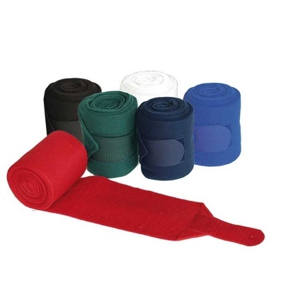 Cinco bandagens elásticas de várias cores com uma vermelha aberta à frente