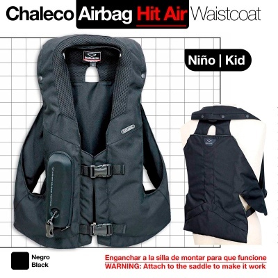 Colete Airbag Hit Air preto para crianças com fechos de encaixe