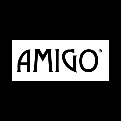 Logótipo com a palavra 'AMIGO' em texto preto e símbolo de marca registada