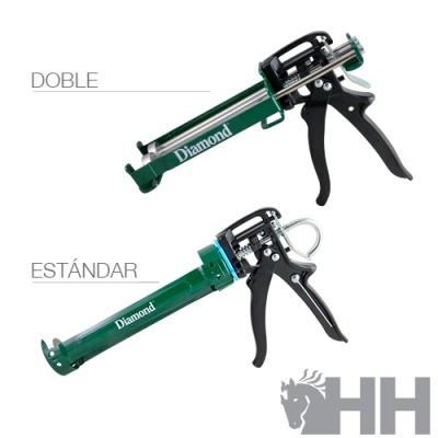 Duas pistolas de aplicação para selantes verdes com pegas pretas e texto Diamond