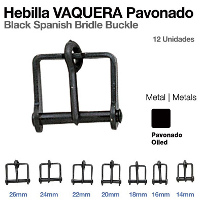 Fivelas vaqueiras em metal pavonado preto, vários tamanhos