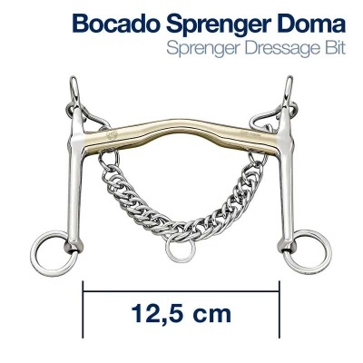Bocado Sprenger Doma dourado e cromado com corrente prateada de 12,5 cm