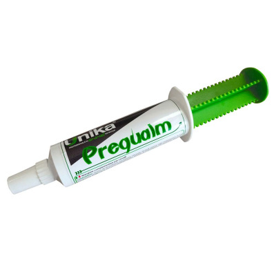Seringa de suplemento Unika Pregoalm em plástico branco e verde