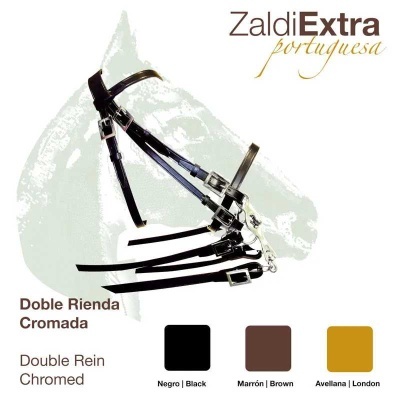 Freio duplo cromado para cavalo com fivelas metálicas em várias cores