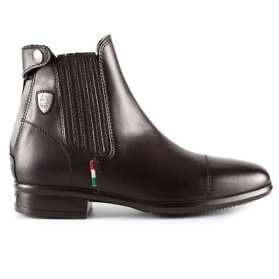 Bota masculina de couro preto com elástico lateral preto e detalhe colorido