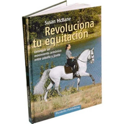 Capa de livro sobre equitação com cavalo branco e cavaleiro junto a um rio