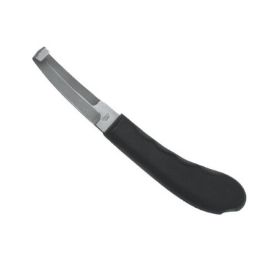 Faca para queijos com lâmina metálica curva e cabo preto