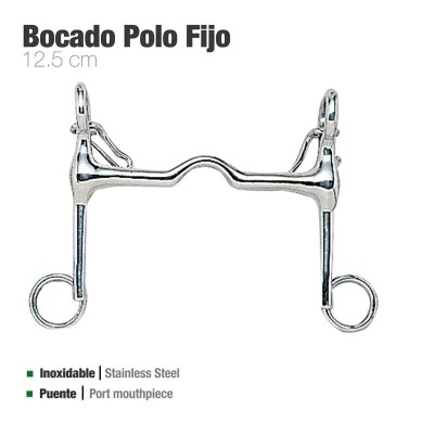 Bocado Polo Fijo prateado de aço inoxidável para cavalo