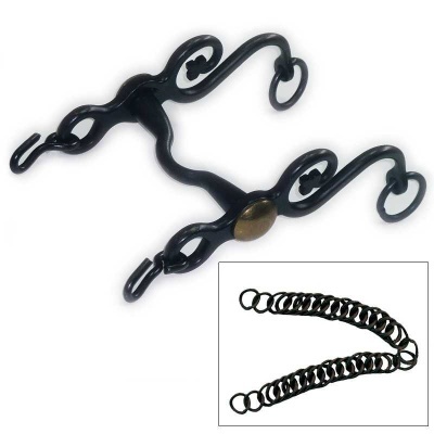 Peça equestre em metal preto com corrente preta em elos circulares