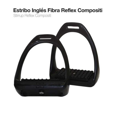 Par de estribos ingleses pretos em fibra reflex composta com superfície antiderrapante