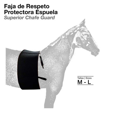 Proteção preta para cavalo Faja de Respeto Protectora Espuela tamanho M - L