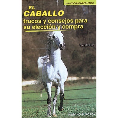 Capa de livro com cavalo branco em relva e texto em espanhol