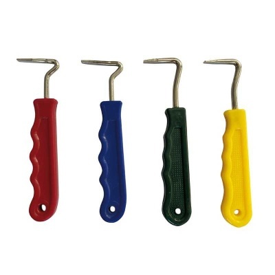 Conjunto de quatro ferramentas com cabos coloridos e pontas metálicas em forma de gancho