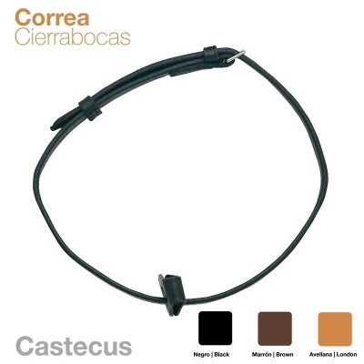 Correia preta, marrom e castanha para instrumentos com texto de marca