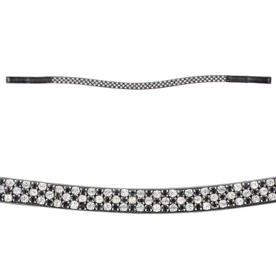 Bandolete preta com brilhos e padrão de losangos