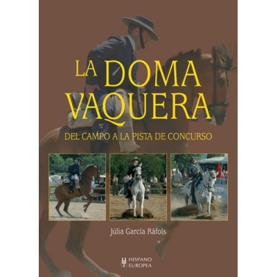 Capa do livro La Doma Vaquera com título amarelo e imagens de cavaleiros