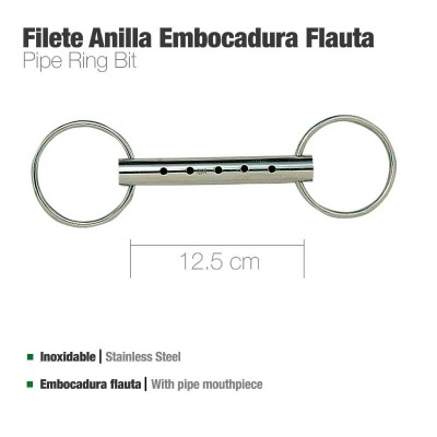 Filete Anilha Embocadura Flauta em aço inox de 12,5 cm com anéis
