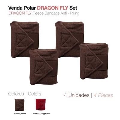 Conjunto de 4 vendas polares DRAGON FLY castanhas em fleece com padrão triangular