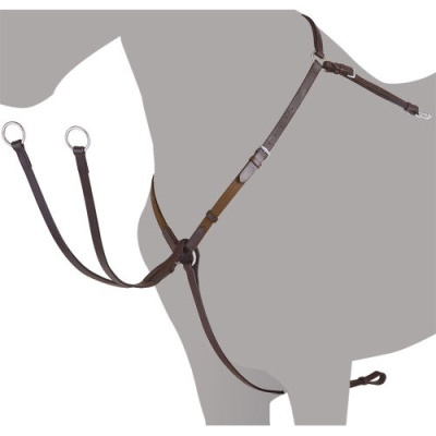 Peitoral ajustável de pele castanha para cavalo
