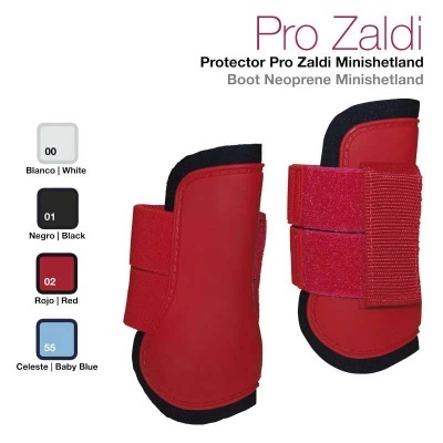 Protetores Pro Zaldi Minishetland vermelhos para cavalos com fechos de velcro