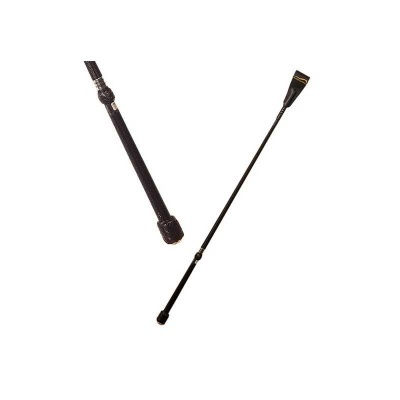 Chicote de equitação preto com pega alargada e detalhe metálico