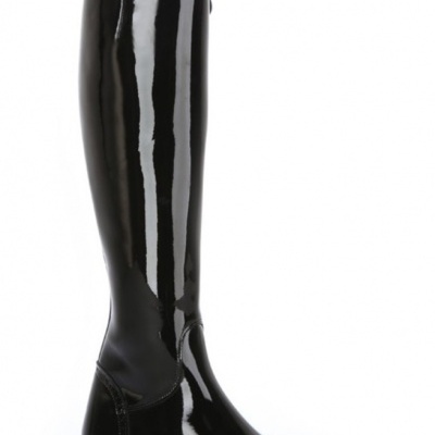 Bota alta preta de verniz brilhante modelo 176 CHAROL