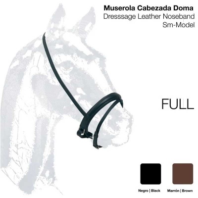 Muserola cabezada doma em couro preto para cavalo, modelo Sm-Model tamanho FULL
