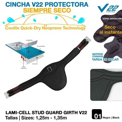 Cincha protetora preta para cavalo com tecnologia Quick-Dry Neoprene