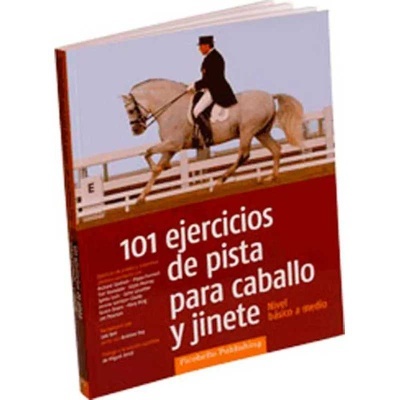Livro de equitação com cavaleiro montando cavalo branco na capa