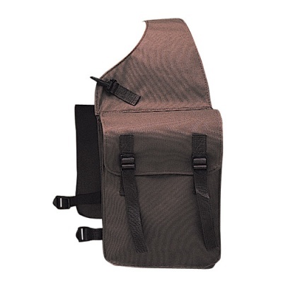 Mochila tiracolo castanha com fechos e alças pretas