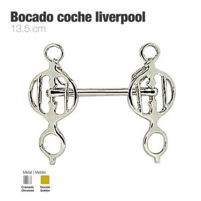 Bocado coche liverpool metálico cromado de 13,5 cm em fundo branco