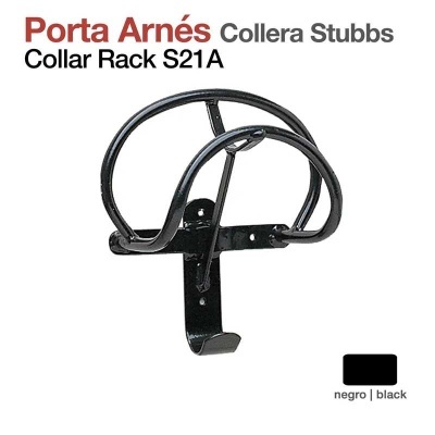 Porta Arnés Collar Rack S21A em metal preto com gancho inferior