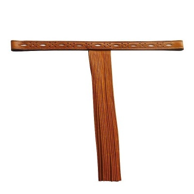 Cinto de pele castanha com pregas verticais e padrão perfurado