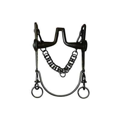 Freio metálico para equitação com corrente central e argolas