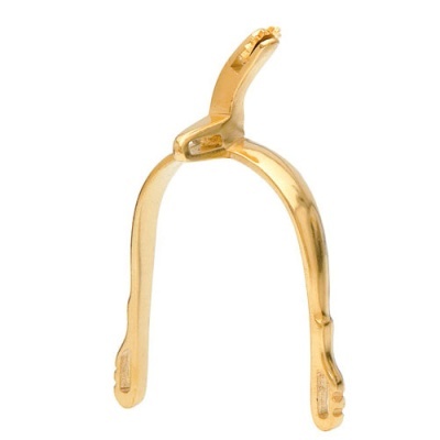 Espora em metal dourado com textura lisa
