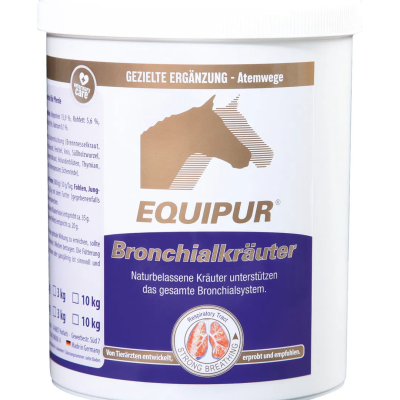Embalagem branca de suplemento EQUIPUR Bronchialkräuter para sistema bronquial