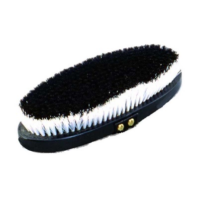 Escova oval preta com cerdas pretas e brancas